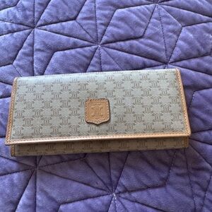 Celine Triomphe Canvas Fold Wallet in Brown and Tan